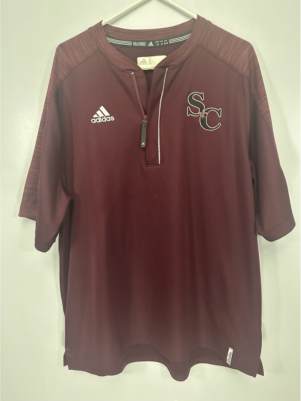 Adidas St Clair County Saints Climalite Quarter Zip Shirt Men's XL Maroon